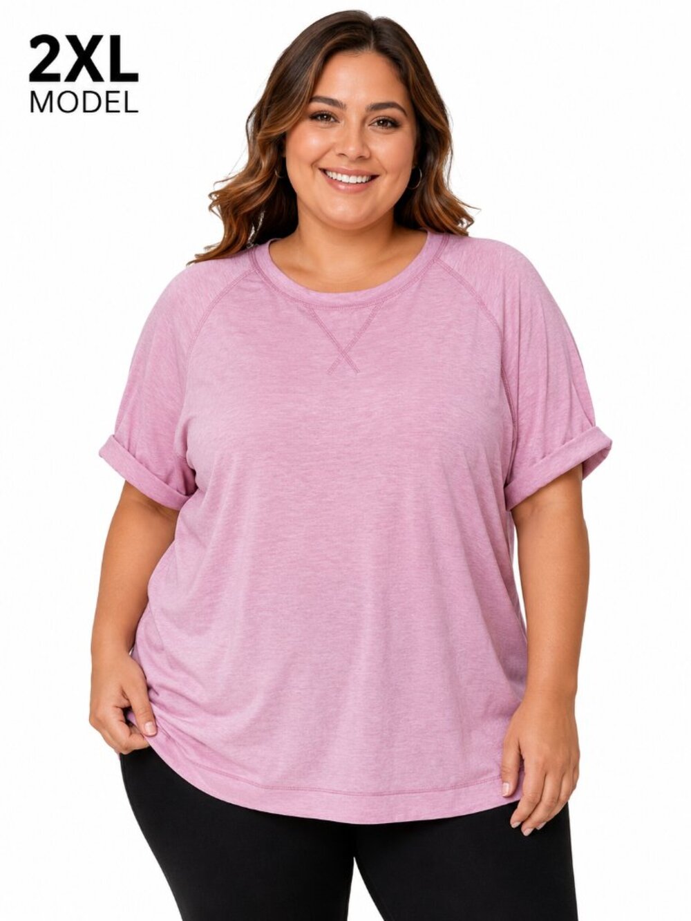 Pink Pullover Top Raglan Sleeves